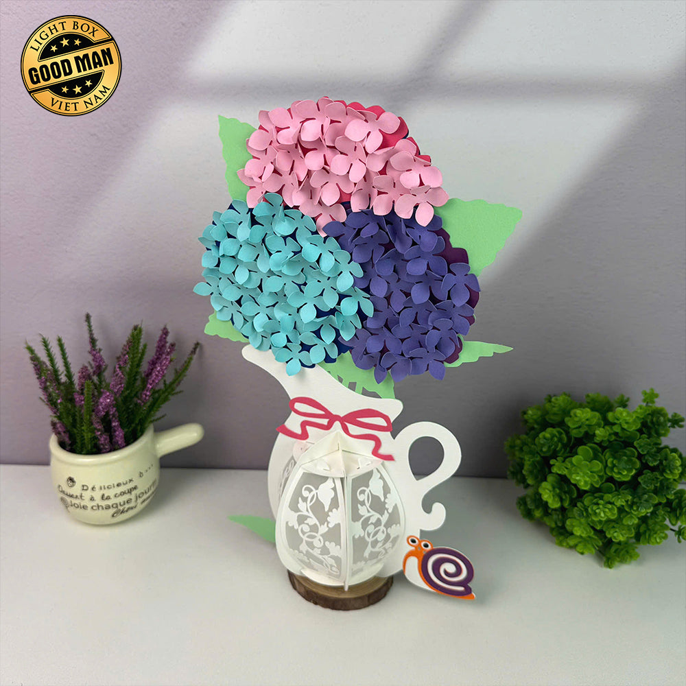Hydrangea - 3D Flower Vase Lantern File - Cricut File 4 - LightBoxGoodMan