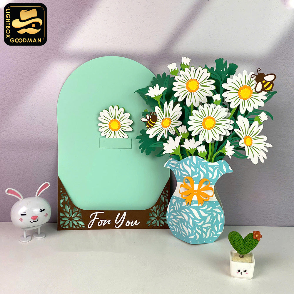 Daisy Vase - 3D Flower Vase Pop-up Card File - Cricut File 1 - LightBoxGoodMan