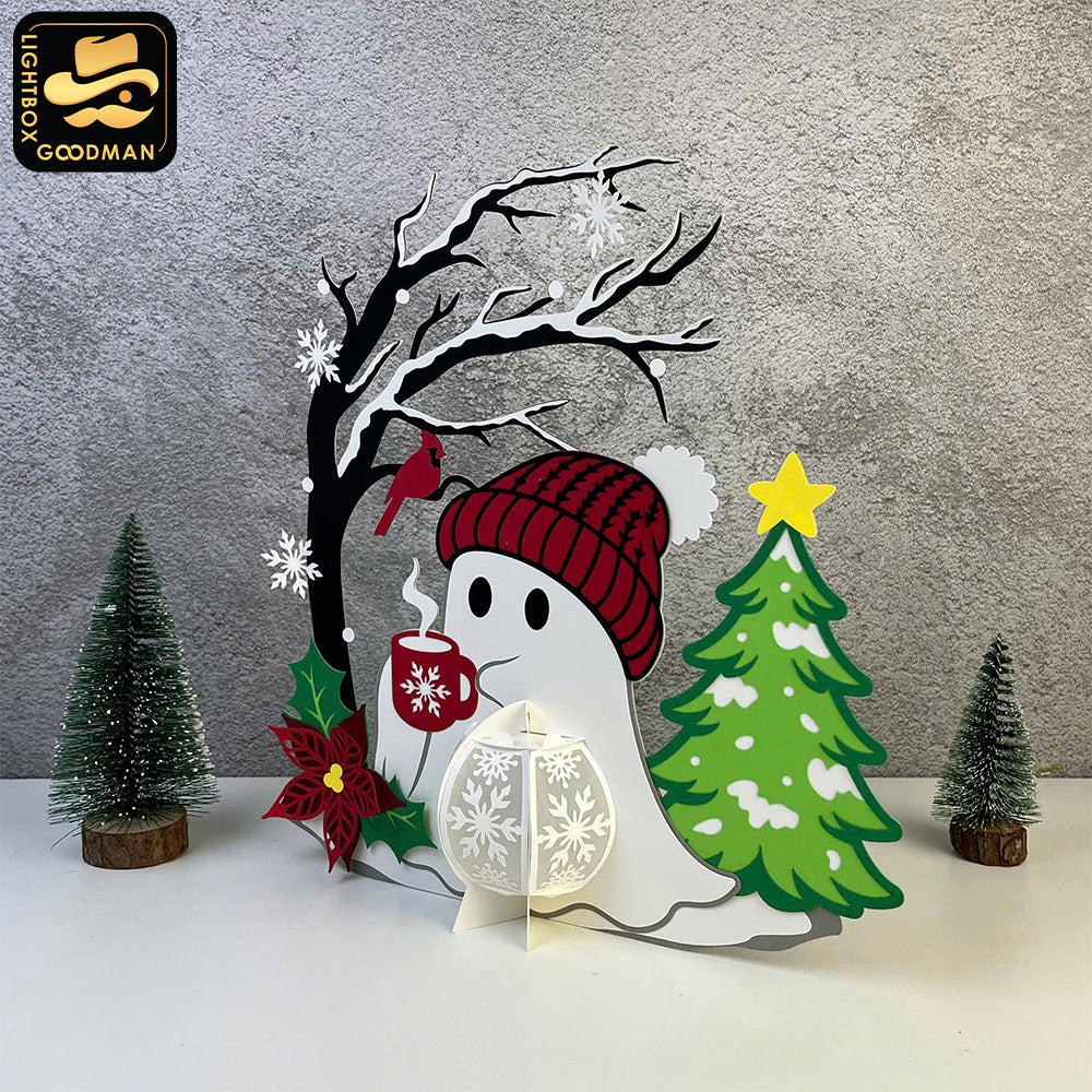 Christmas Ghost 1 - 3D Christmas Lantern File - Cricut File 3 - LightBoxGoodMan