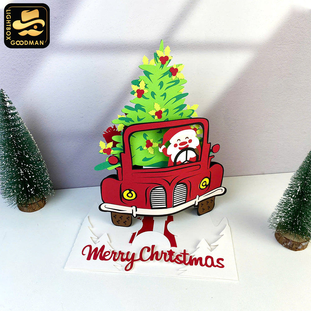 Truck Christmas - 3D Christmas Pop-up Card File - Cricut File 2 - LightBoxGoodMan