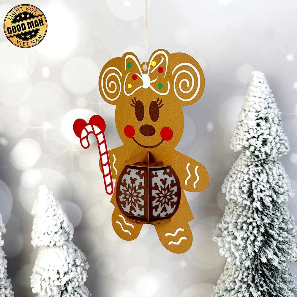 Gingerbread Minnie - 3D Christmas Lantern File - Cricut File 1 - LightBoxGoodMan
