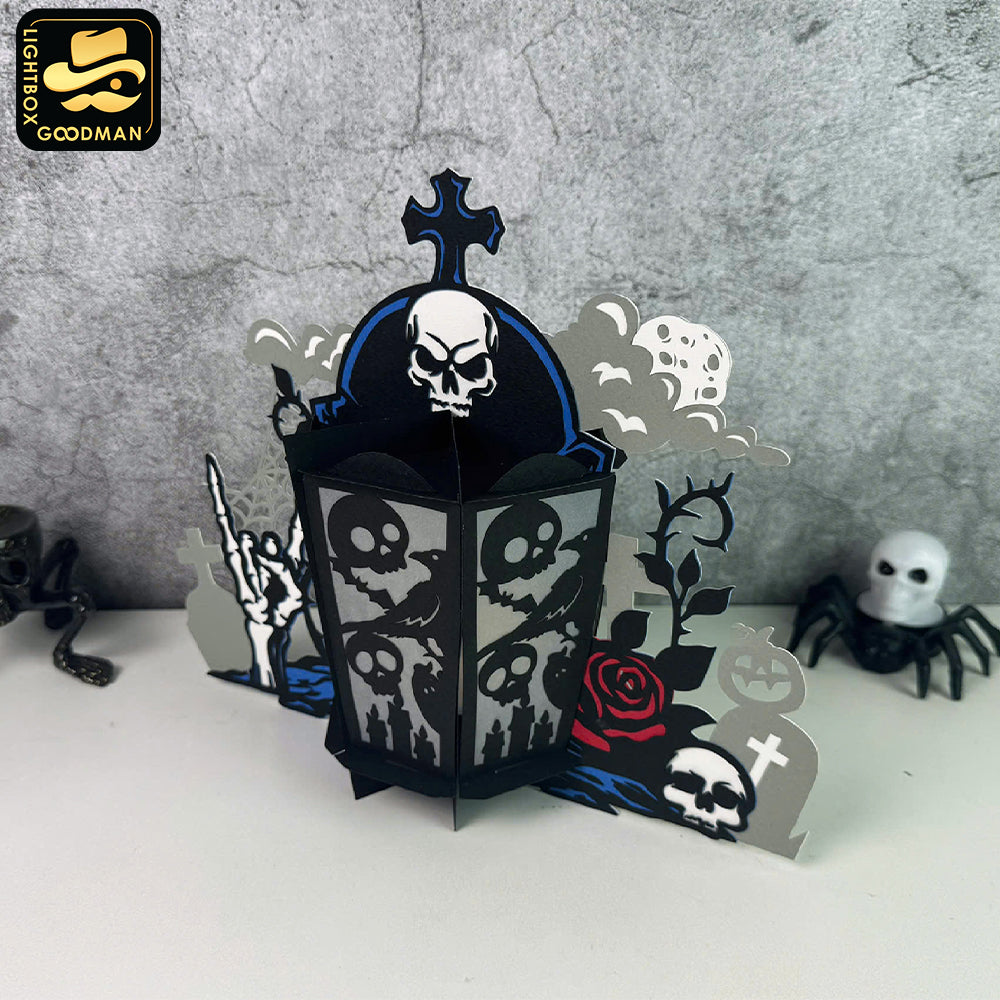 Tombstone 3 - 3D Halloween Tombstone Lantern File - Cricut File - LightBoxGoodMan