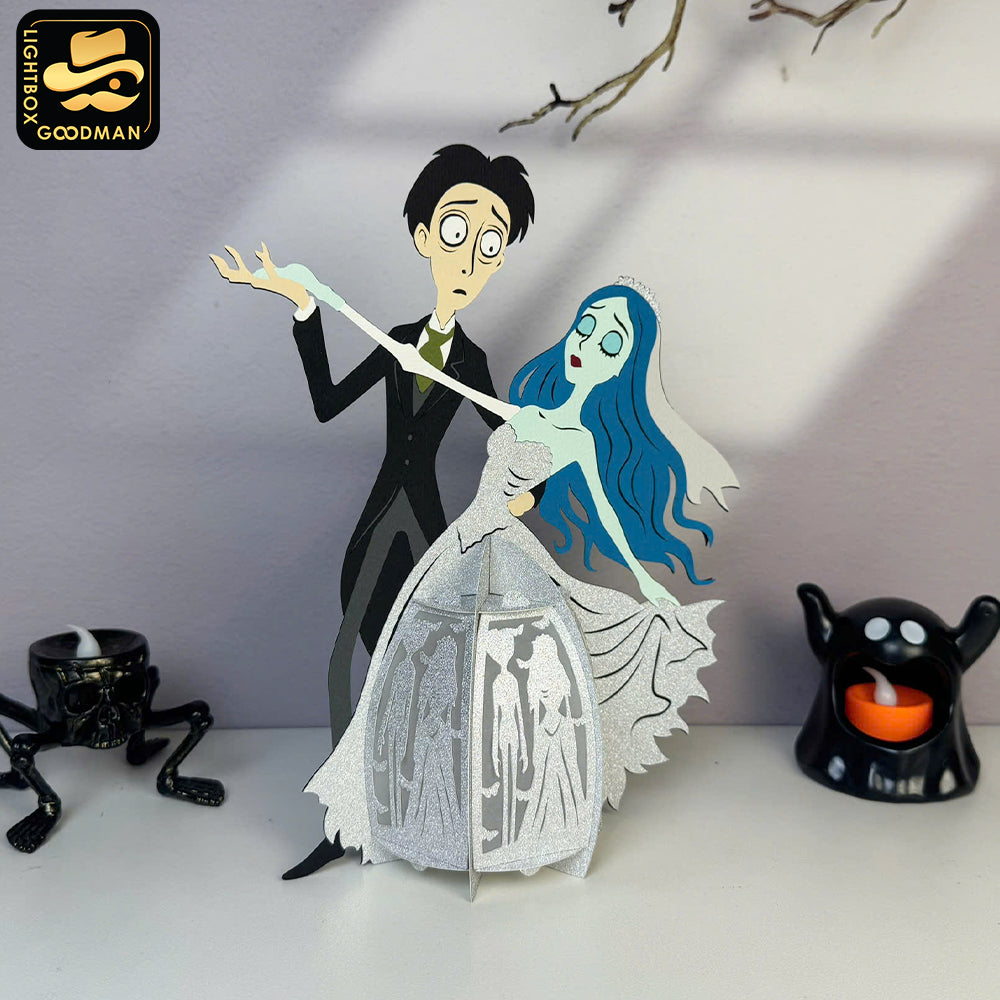 Corpse Bride Couple - 3D Halloween Couple Lantern File - Cricut File - LightBoxGoodMan