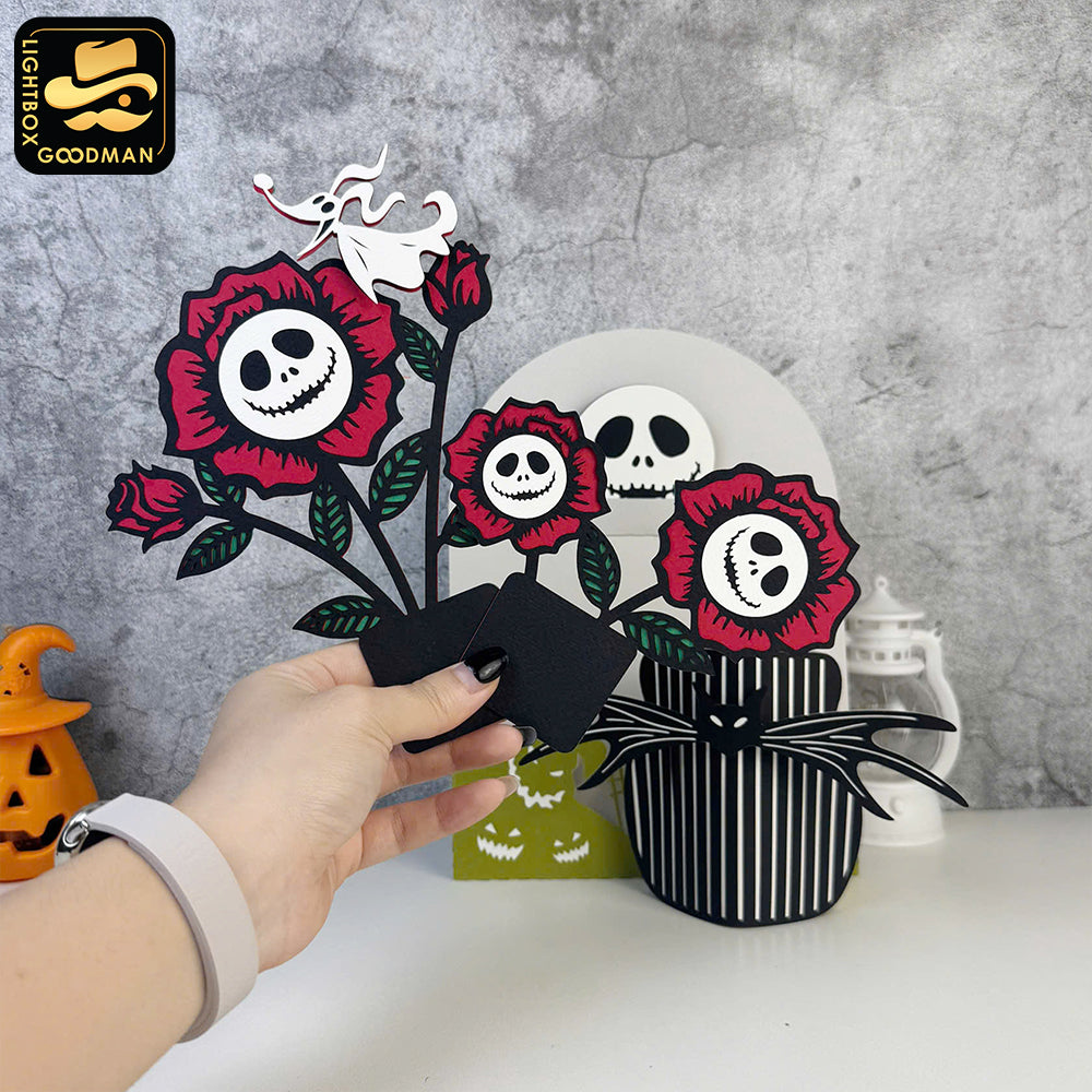Rose Nightmare - 3D Halloween Flowers Vase Pop-up Card File - Cricut File 1 - LightBoxGoodMan