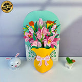 Happy Anniversary Day - 3D Flower Vase Pop-up Card File - Cricut File 1 - LightBoxGoodMan