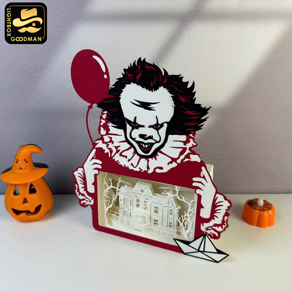 Pennywise - Horror Movies Papercut Lightbox File - Cricut File - LightBoxGoodMan