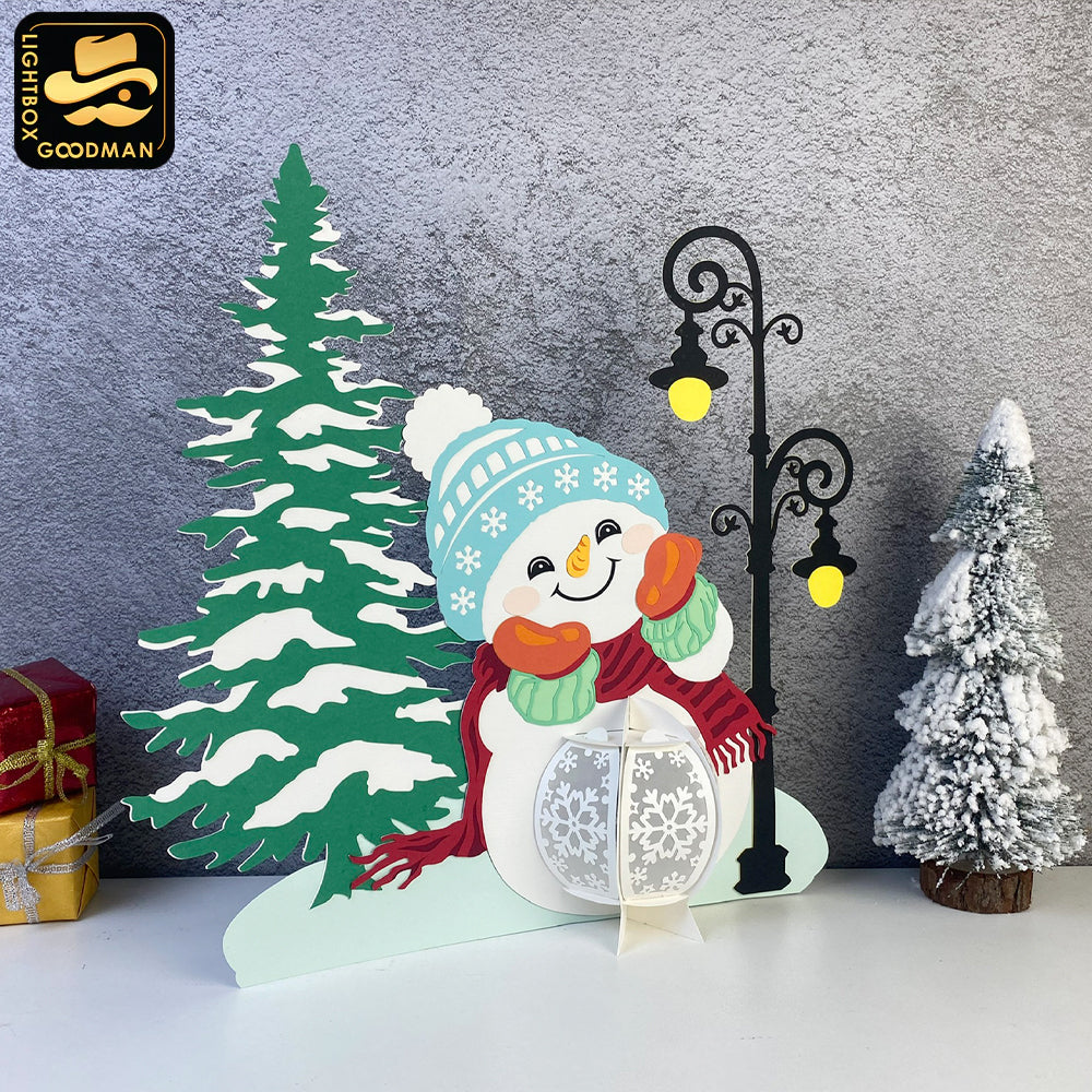 Christmas Snowman - 3D Christmas Lantern File - Cricut File 3 - LightBoxGoodMan