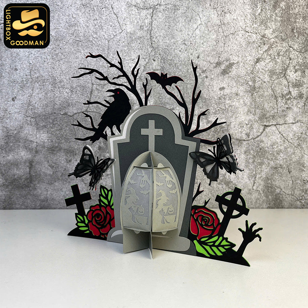 Tombstone 1 - 3D Halloween Tombstone Lantern File - Cricut File - LightBoxGoodMan