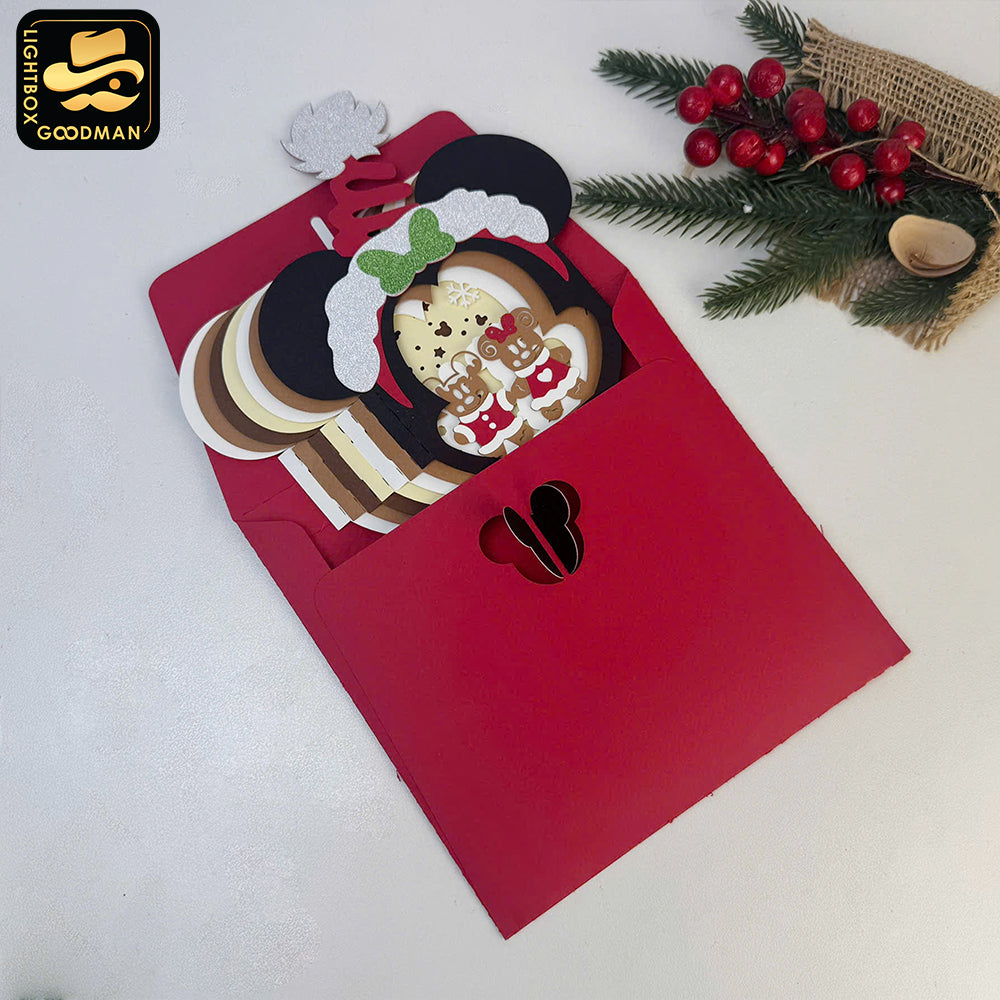 Minnie Christmas - 3D Christmas Pop-up Card File - Cricut File 1 - LightBoxGoodMan