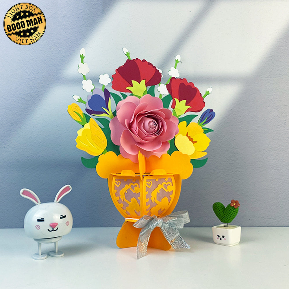 Flower Bouquet - 3D Flower Bouquet Lantern File - Cricut File 3 - LightBoxGoodMan