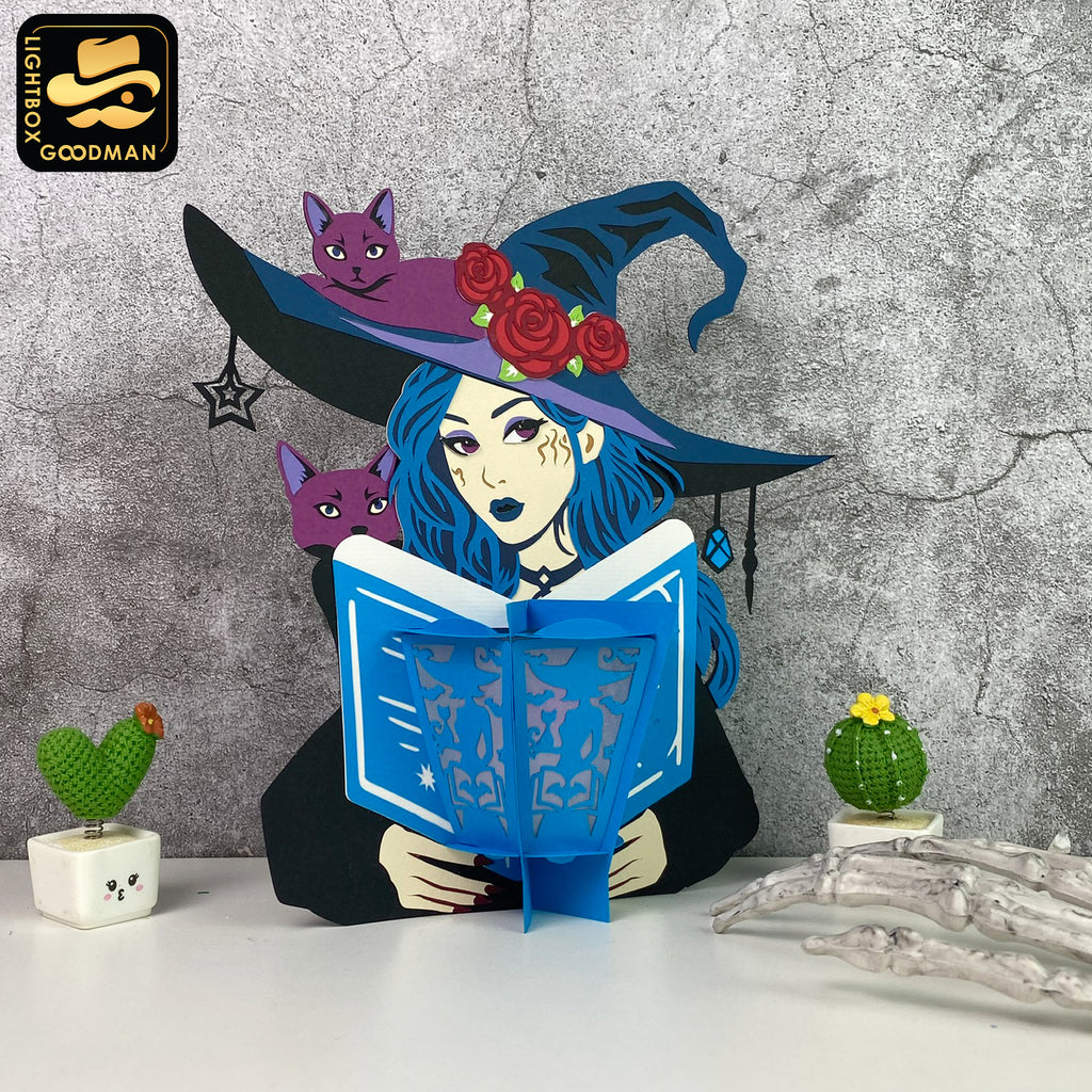 Witches Read Books - 3D Witch Lantern File - Cricut File - LightBoxGoodMan