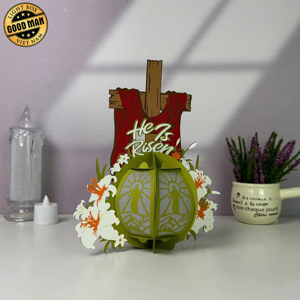 He Is Risen - 3D Easter Lantern File - Cricut File 1 - LightBoxGoodMan