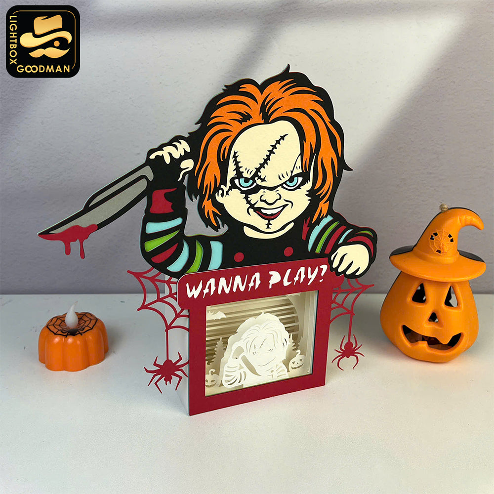 Chucky - Horror Movies Papercut Lightbox File - 7.8x8.1" - Cricut File - LightBoxGoodMan