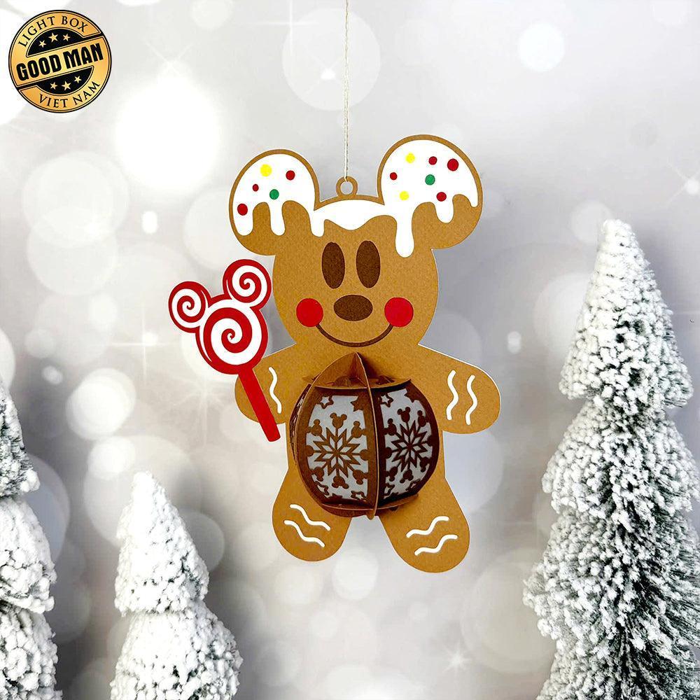 Gingerbread Mickey - 3D Christmas Lantern File - Cricut File 1 - LightBoxGoodMan