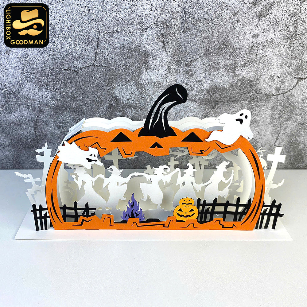 Witches Dancing - 3D Halloween Pop-up Half Circle - Cricut File 1 - LightBoxGoodMan