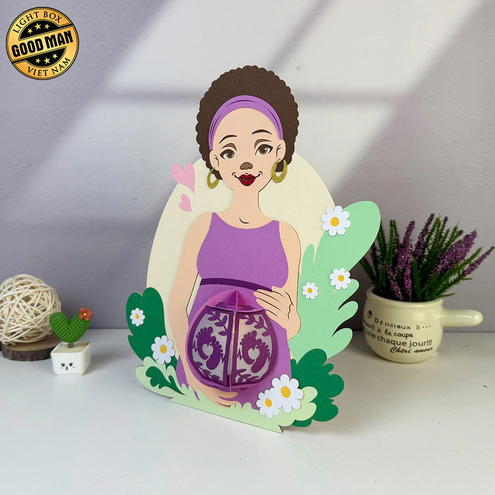 Pregnant Mother - 3D Pregnant Mom Shaped Lantern File - Cricut File 3 - LightBoxGoodMan