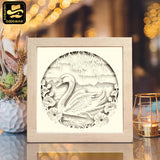 Swan & Flowers – Paper Cut Light Box File - Cricut File - 8x8 inches - LightBoxGoodMan