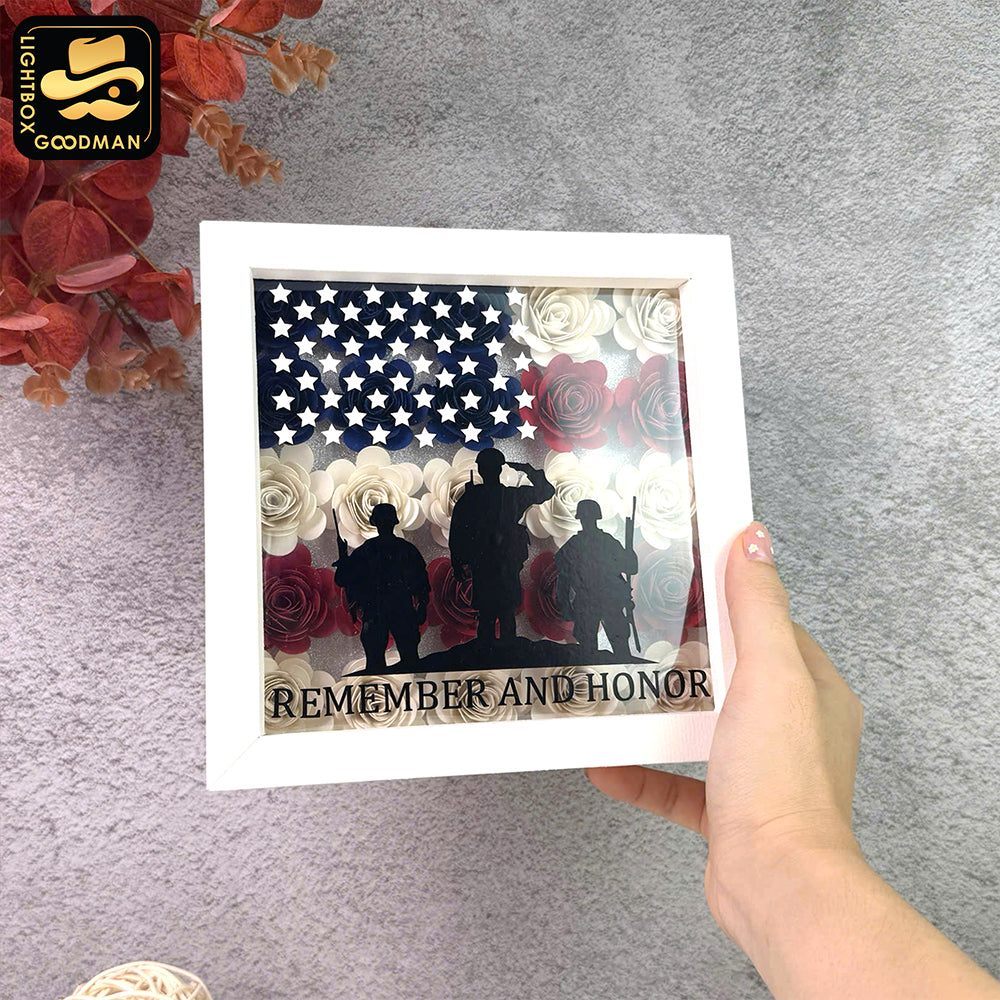 Memorial Day – Paper Cut Flower Shadow Box File - Cricut File - 7x7 Inches - LightBoxGoodMan