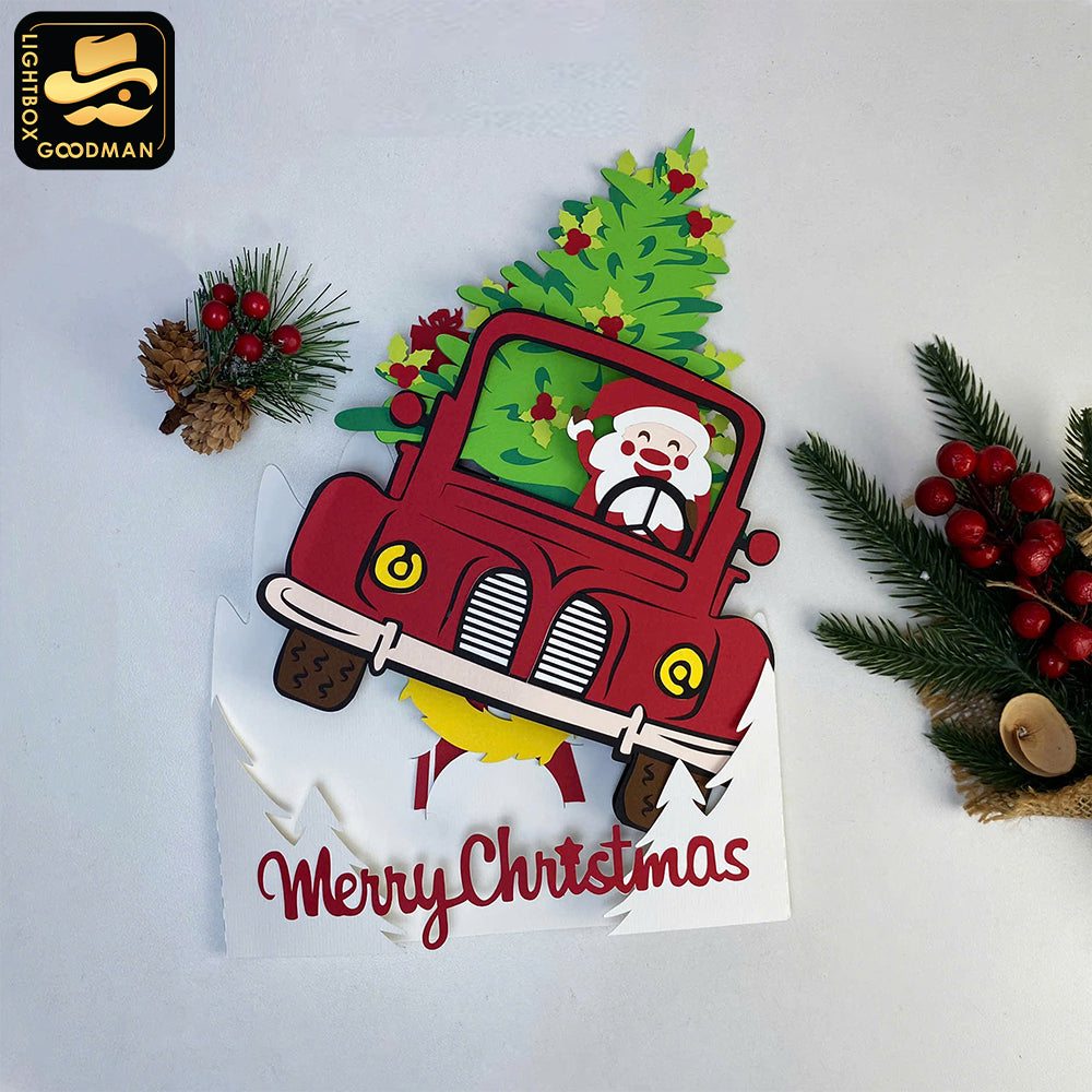 Truck Christmas - 3D Christmas Pop-up Card File - Cricut File 2 - LightBoxGoodMan