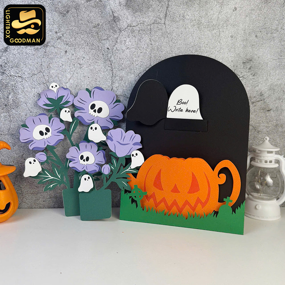 Poppy Ghost - 3D Halloween Flowers Vase Pop-up Card File - Cricut File 1 - LightBoxGoodMan