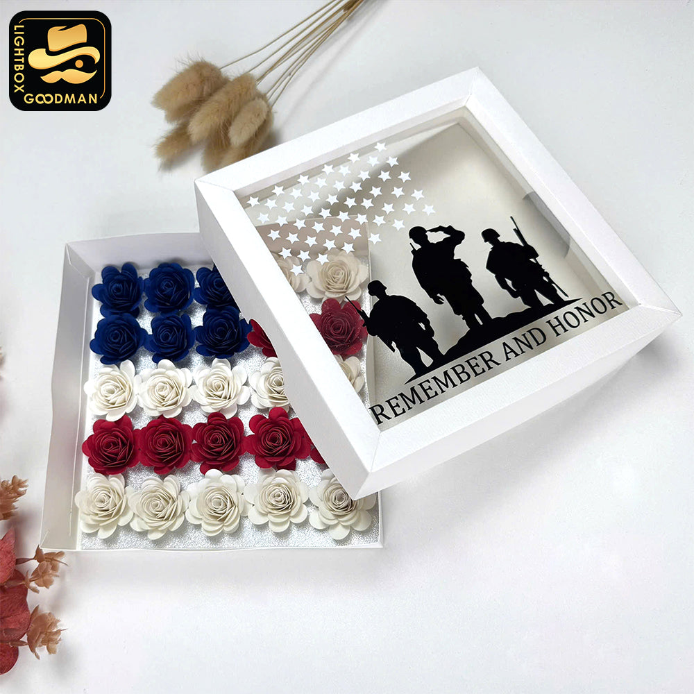 Memorial Day – Paper Cut Flower Shadow Box File - Cricut File - 7x7 Inches - LightBoxGoodMan