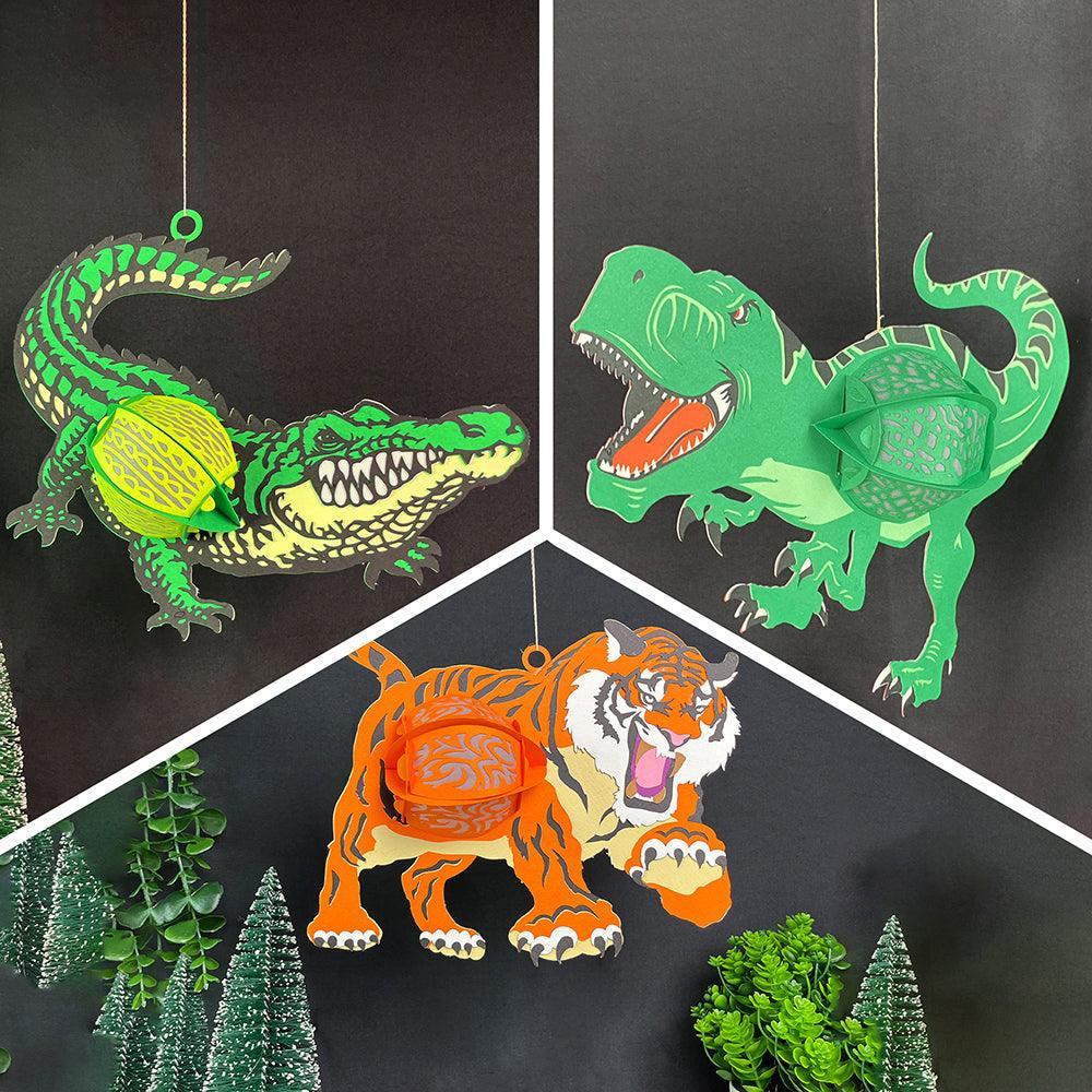 Pack 3 Different Predators - 3D Animal-shaped Lantern File - Cricut File - LightBoxGoodMan