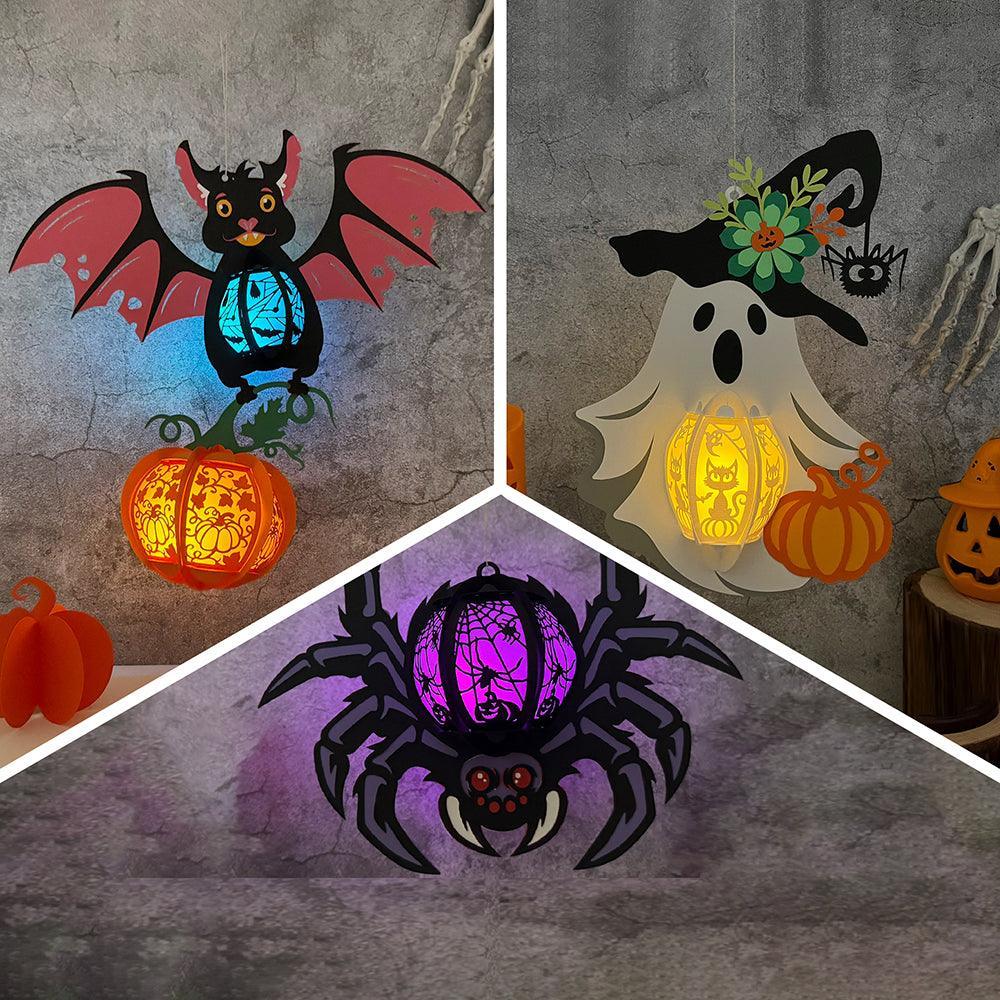 Pack 3 Different Lantern Pattern 1 - Halloween Themed 3D Lantern File  - Cricut File - LightBoxGoodMan