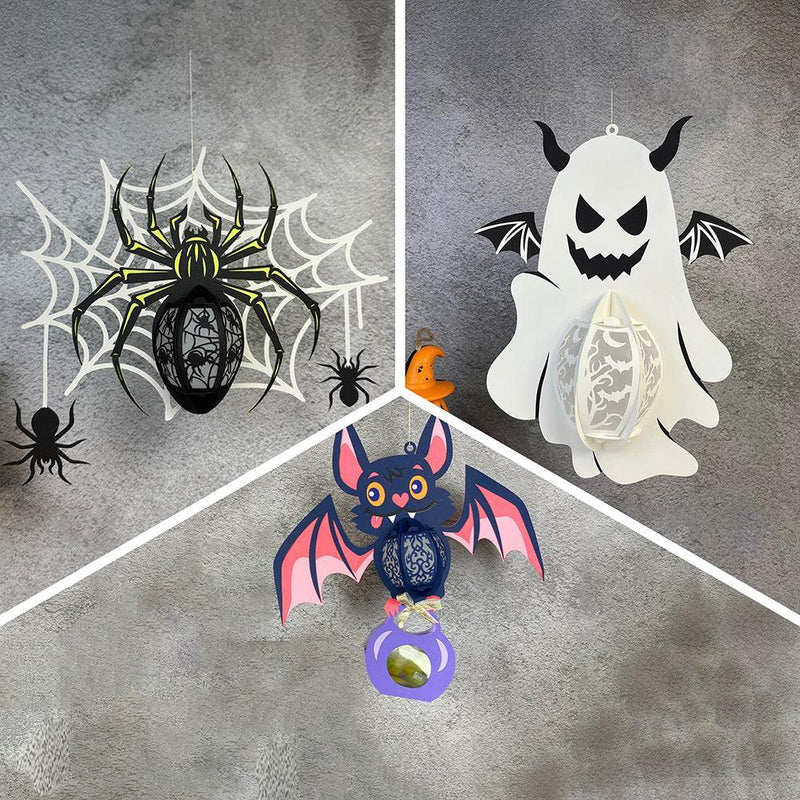 Pack 3 Different Lantern Pattern 3 - Halloween Themed 3D Lantern File  - Cricut File - LightBoxGoodMan