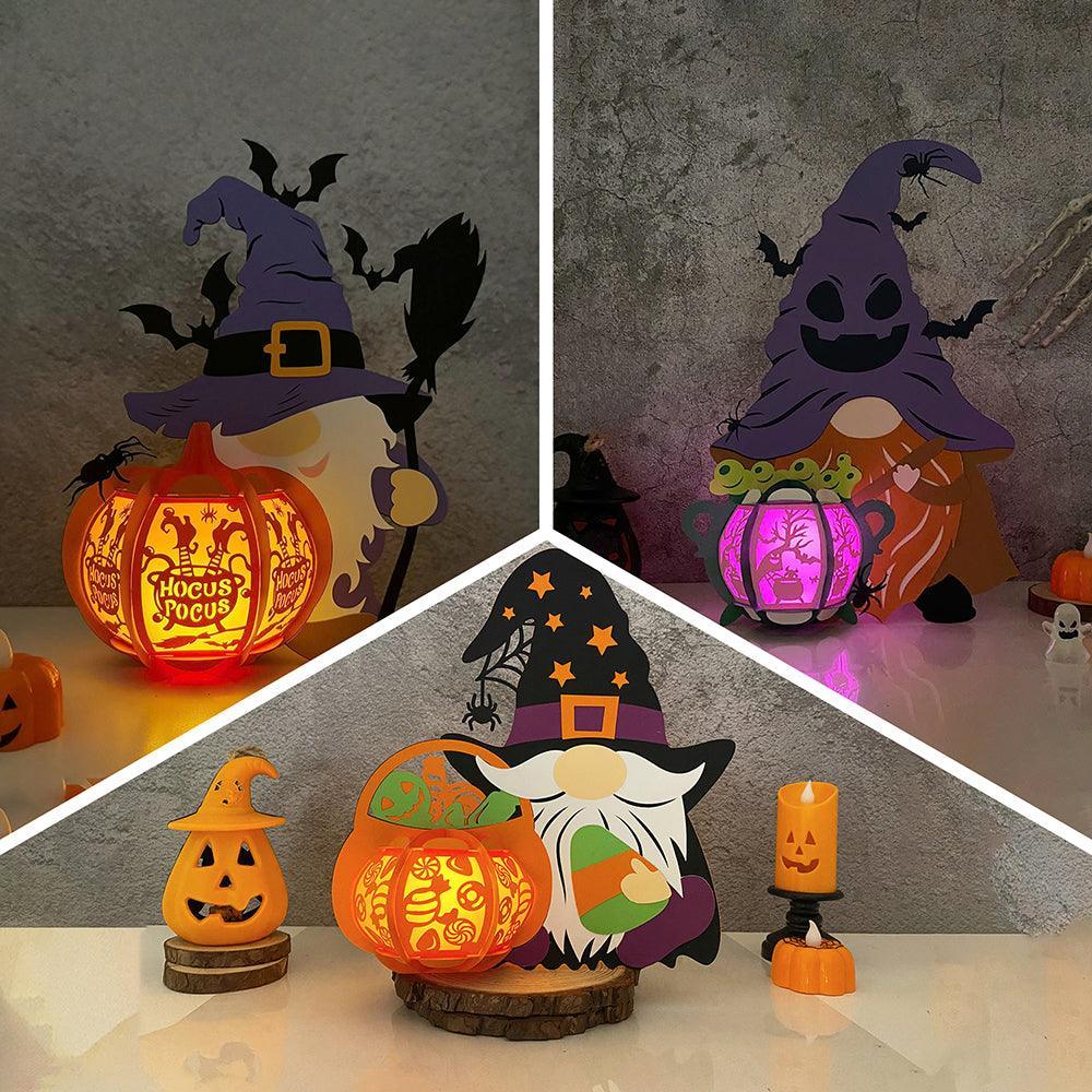 Pack 3 Different Witch Gnome - Halloween Themed 3D Lantern File - Cricut File - LightBoxGoodMan