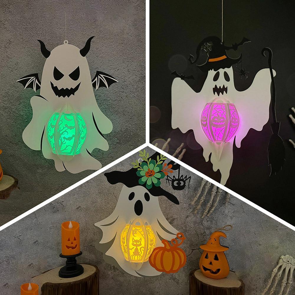 Pack 3 Different Ghost - 3D Ghost Lantern File - Cricut File - LightBoxGoodMan