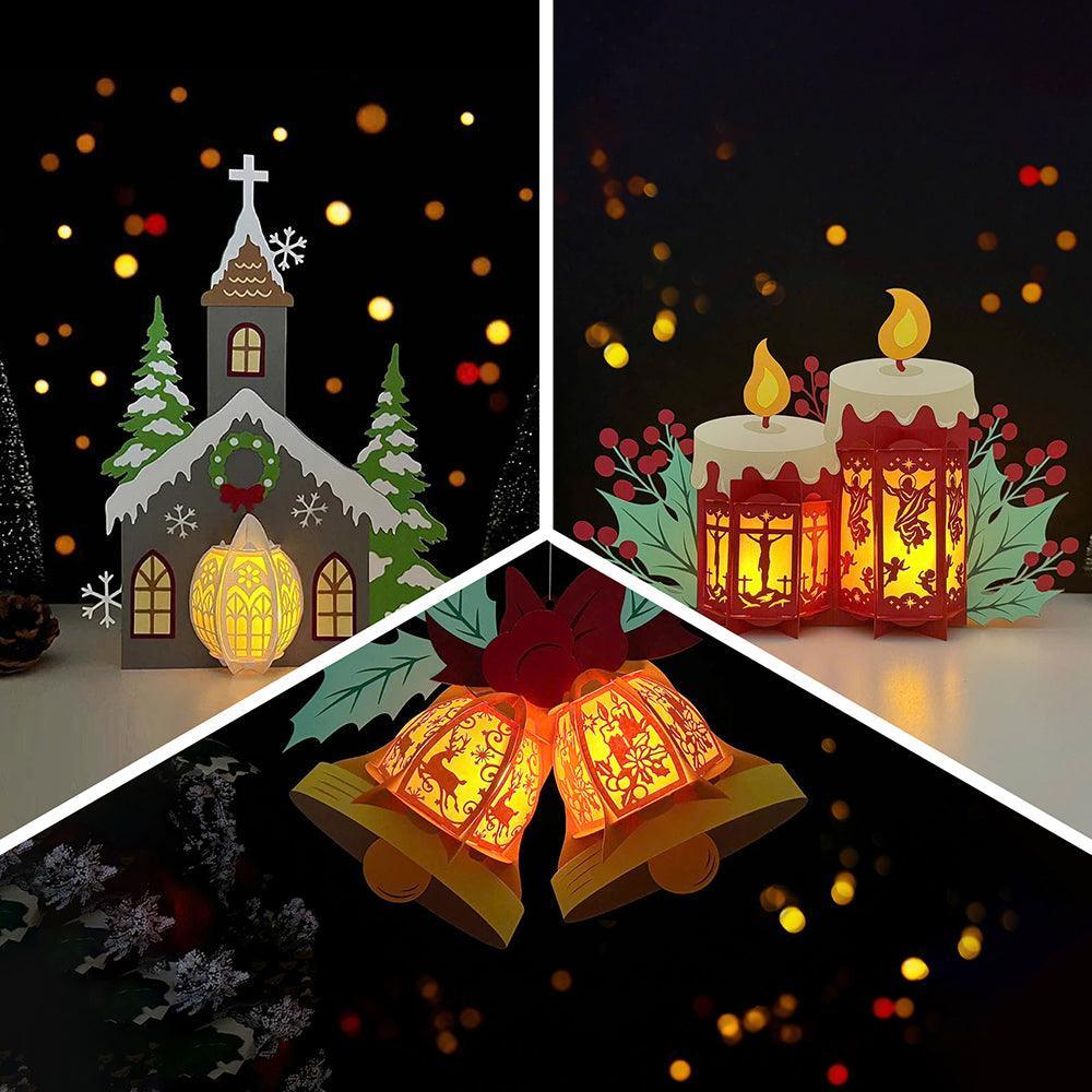 Pack 3 Different Xmas Lantern 11 - 3D Christmas Lantern File - Cricut File - LightBoxGoodMan