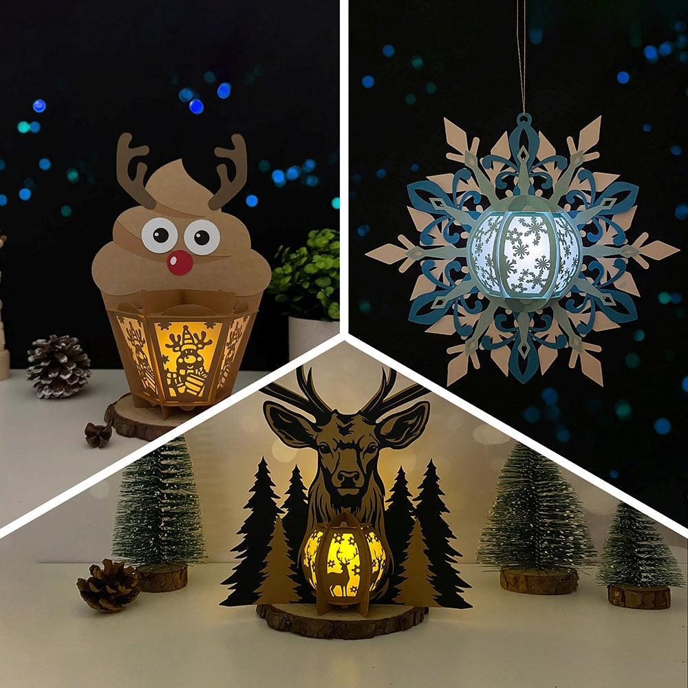 Pack 3 Different Xmas Lantern 13 - 3D Christmas Lantern File - Cricut File - LightBoxGoodMan