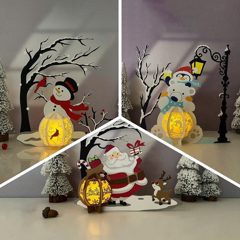 Pack 3 Different Xmas Lantern 17 - 3D Christmas Lantern File - Cricut File - LightBoxGoodMan
