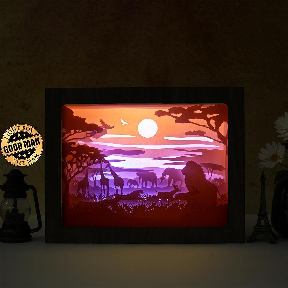 Africa Landscape 1 – Paper Cut Light Box File - Cricut File - 8x10 inches - LightBoxGoodMan - LightboxGoodman