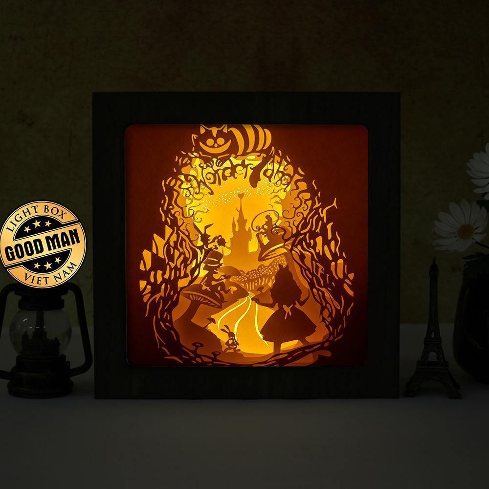 Alice 3 Square - Paper Cut Light Box File - Cricut File - 8x8 inches - LightBoxGoodMan - LightboxGoodman