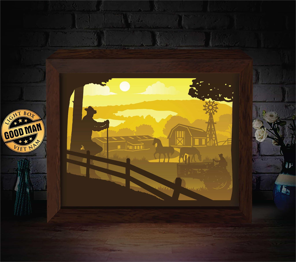 American Farm 1 - Paper Cut Light Box File - Cricut File - 8x10 Inches - LightBoxGoodMan - LightboxGoodman