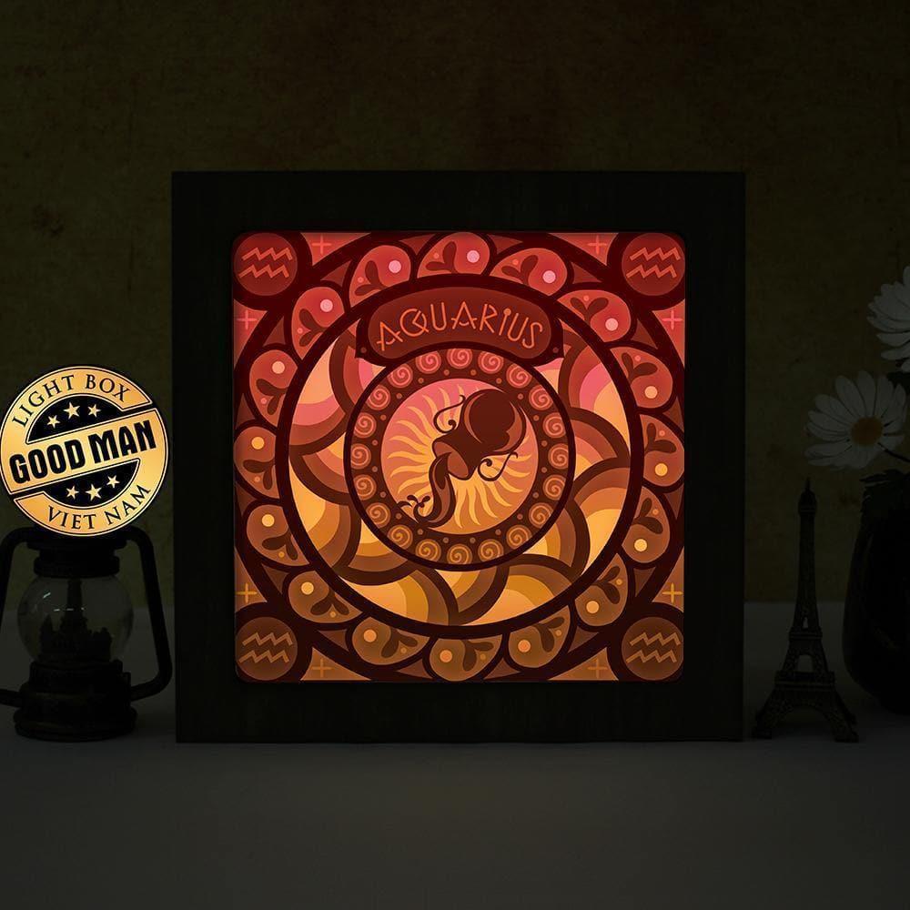 Aquarius - 12 Zodiac – Paper Cut Light Box File - Cricut File - 20x20cm - LightBoxGoodMan - LightboxGoodman