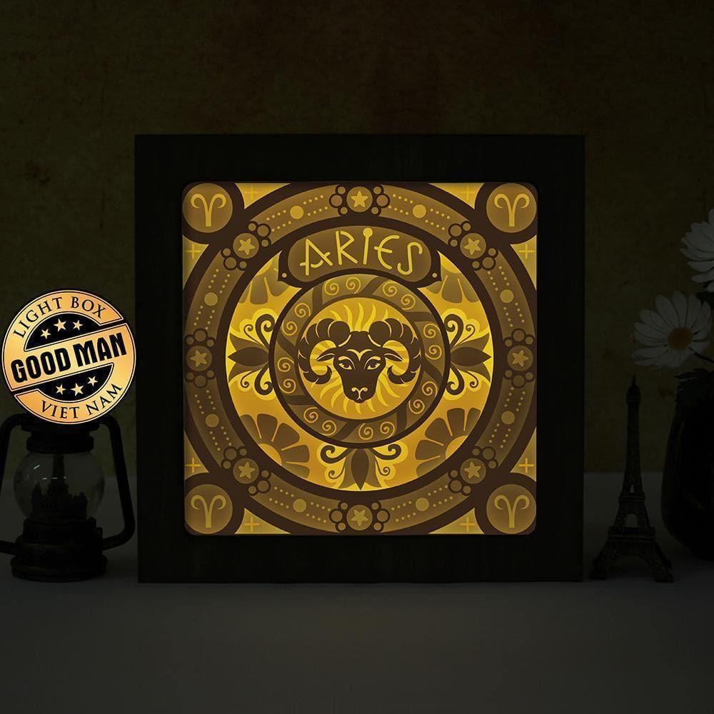 Aries - 12 Zodiac – Paper Cut Light Box File - Cricut File - 20x20cm - LightBoxGoodMan - LightboxGoodman