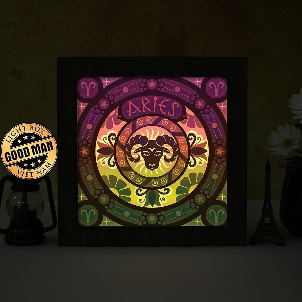 Aries - 12 Zodiac – Paper Cut Light Box File - Cricut File - 20x20cm - LightBoxGoodMan - LightboxGoodman