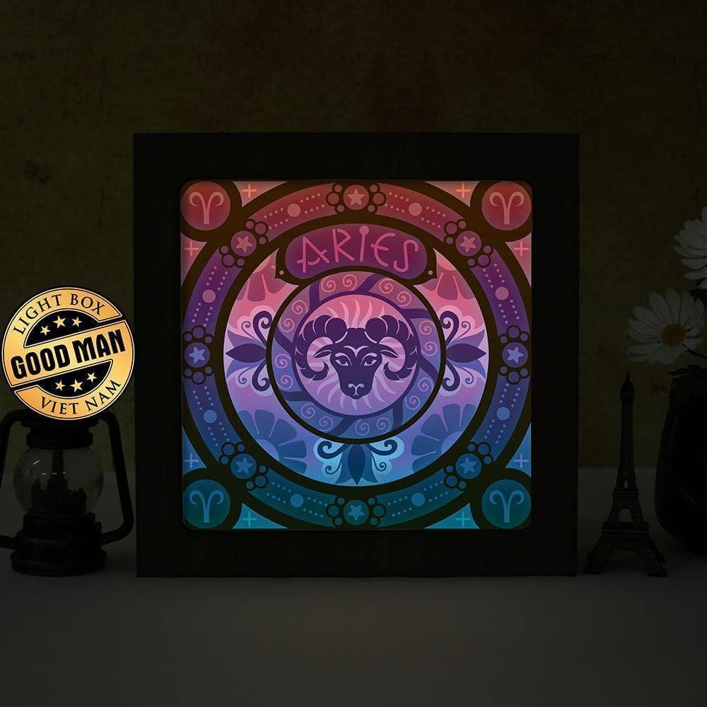 Aries - 12 Zodiac – Paper Cut Light Box File - Cricut File - 20x20cm - LightBoxGoodMan - LightboxGoodman