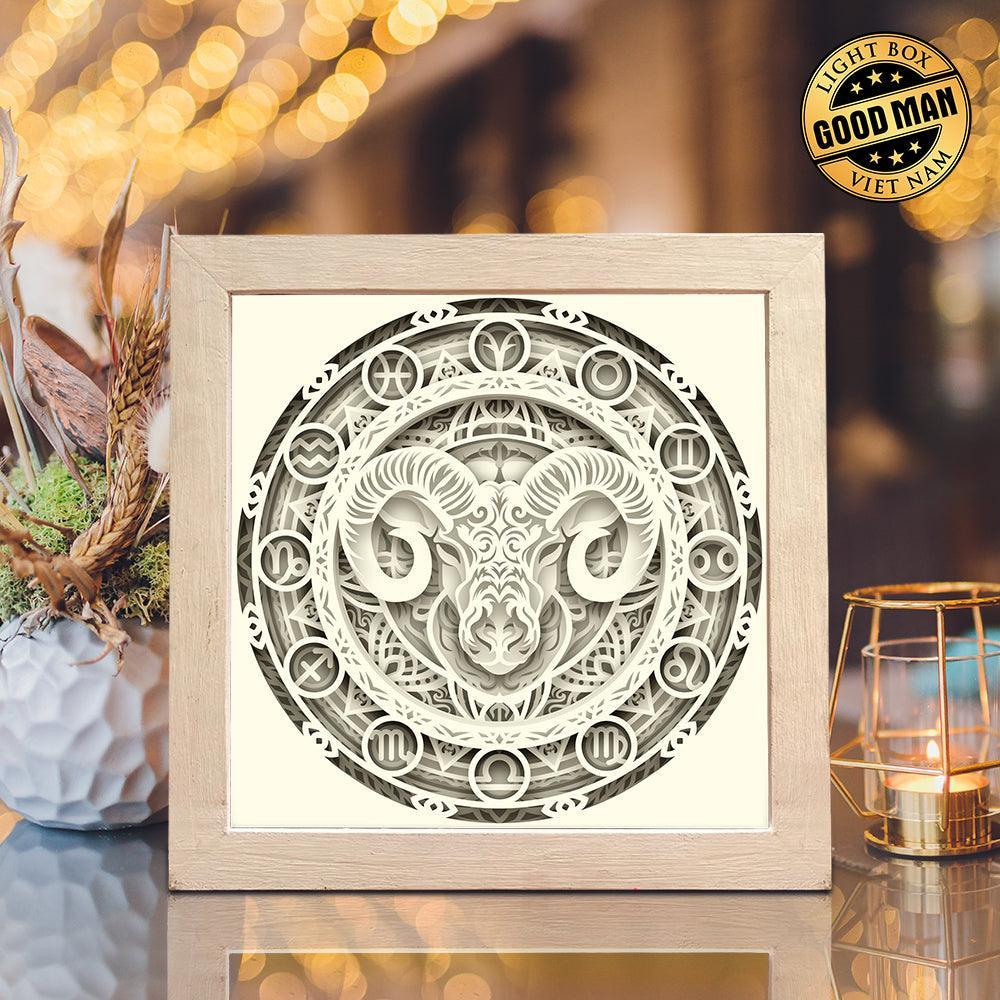 Aries Mandala – Paper Cut Light Box File - Cricut File - 20x20cm - LightBoxGoodMan - LightboxGoodman