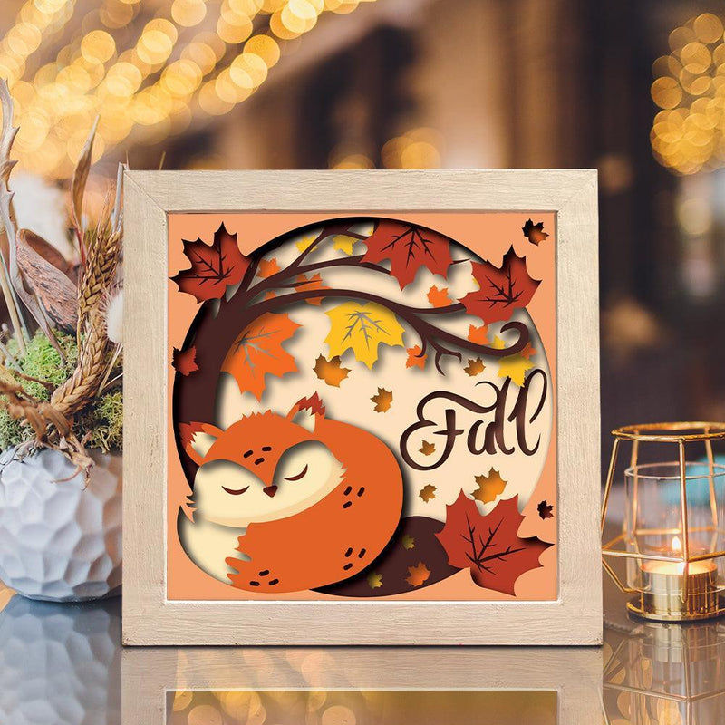 Autumn Fox – Paper Cut Light Box File - Cricut File - 8x8 inches - LightBoxGoodMan - LightboxGoodman