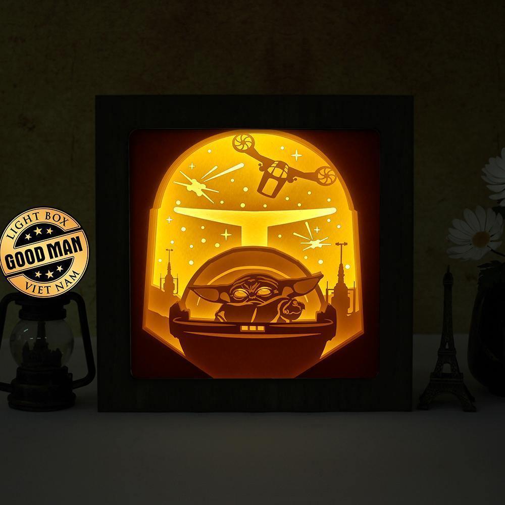 Baby Yoda 1 Square - Paper Cut Light Box File - Cricut File - 8x8 inches - LightBoxGoodMan - LightboxGoodman
