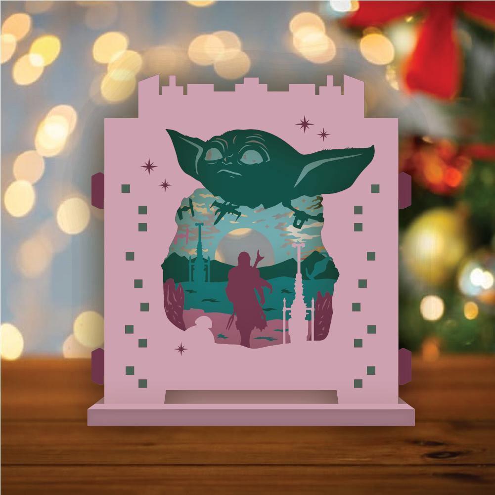 Baby Yoda And Mandalorian - Pop-up Light Box File - Cricut File - LightBoxGoodMan - LightboxGoodman