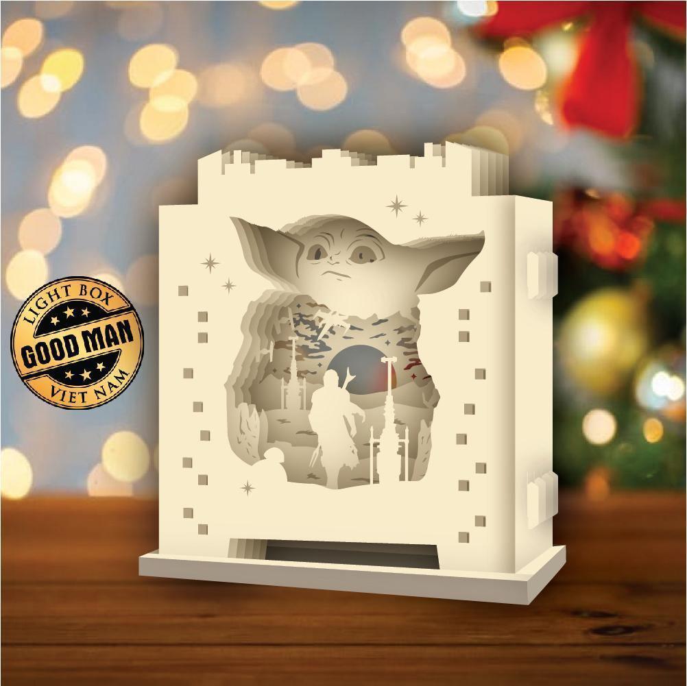 Baby Yoda And Mandalorian - Pop-up Light Box File - Cricut File - LightBoxGoodMan - LightboxGoodman