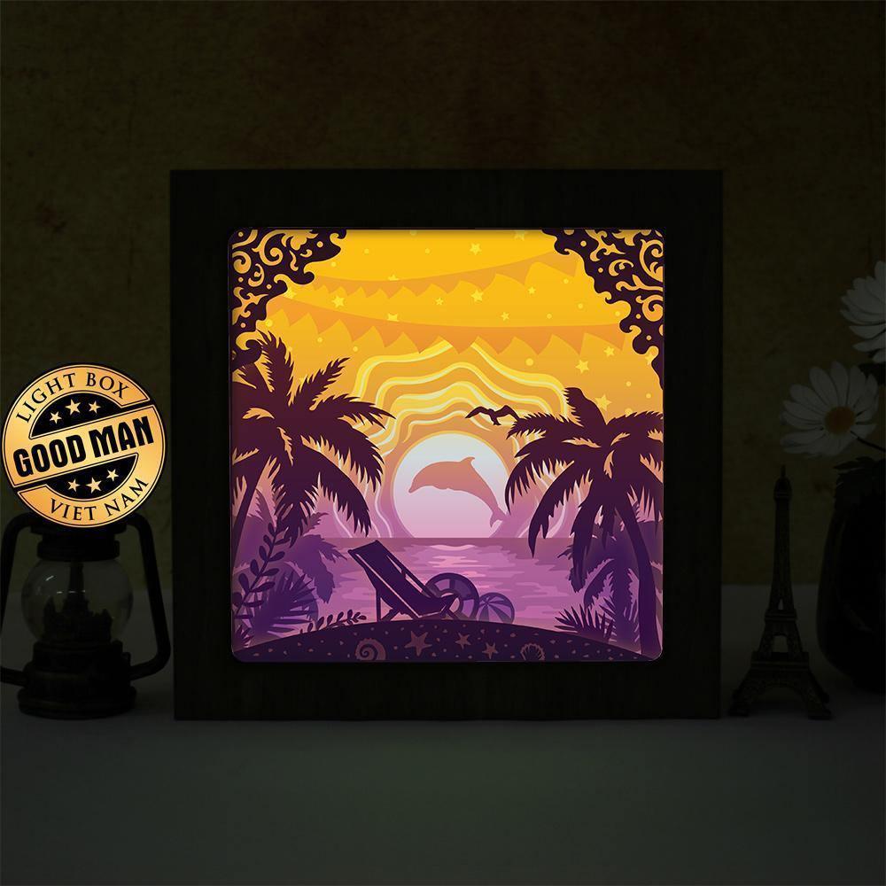 Beach 1 – Paper Cut Light Box File - Cricut File - 8x8 inches - LightBoxGoodMan - LightboxGoodman