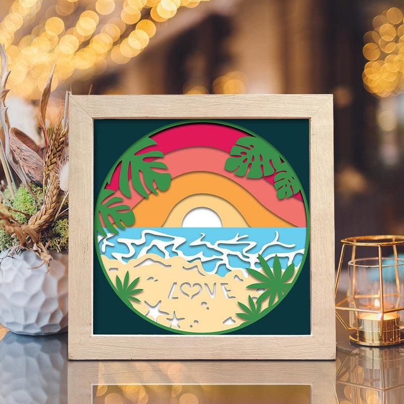 Beach 2 – Paper Cut Light Box File - Cricut File - 8x8 inches - LightBoxGoodMan - LightboxGoodman