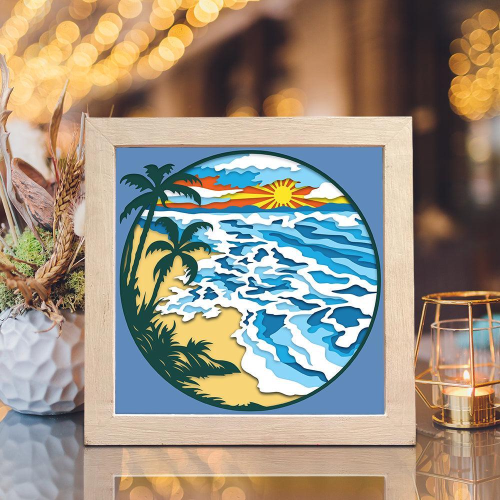 Beach 3 – Paper Cut Light Box File - Cricut File - 8x8 inches - LightBoxGoodMan - LightboxGoodman