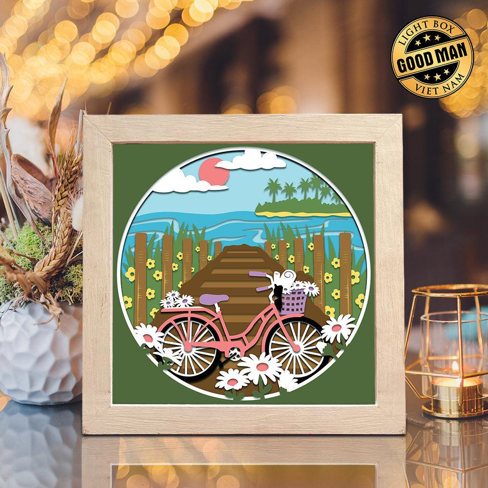 Beach Bicycle – Paper Cut Light Box File - Cricut File - 8x8 inches - LightBoxGoodMan - LightboxGoodman
