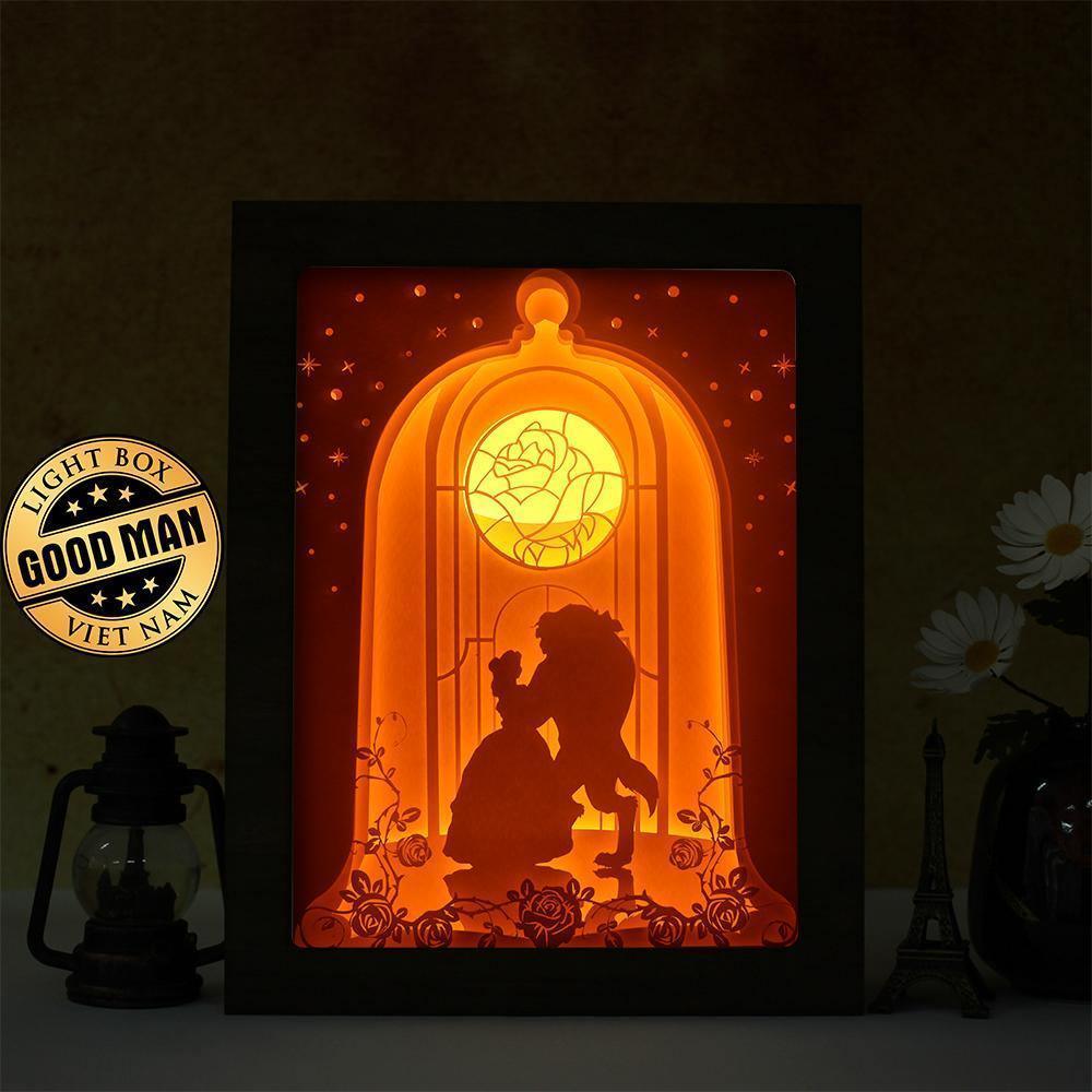 Beauty And Beast 2 - Paper Cut Light Box File - Cricut File - 8x10 inches - LightBoxGoodMan - LightboxGoodman